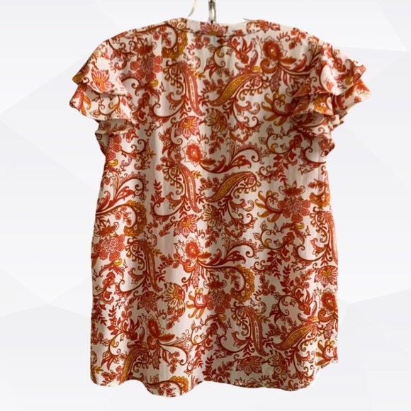 Zac & Rachel Flutter Sleeve Floral Blouse Size Small - Picture 2 of 5
